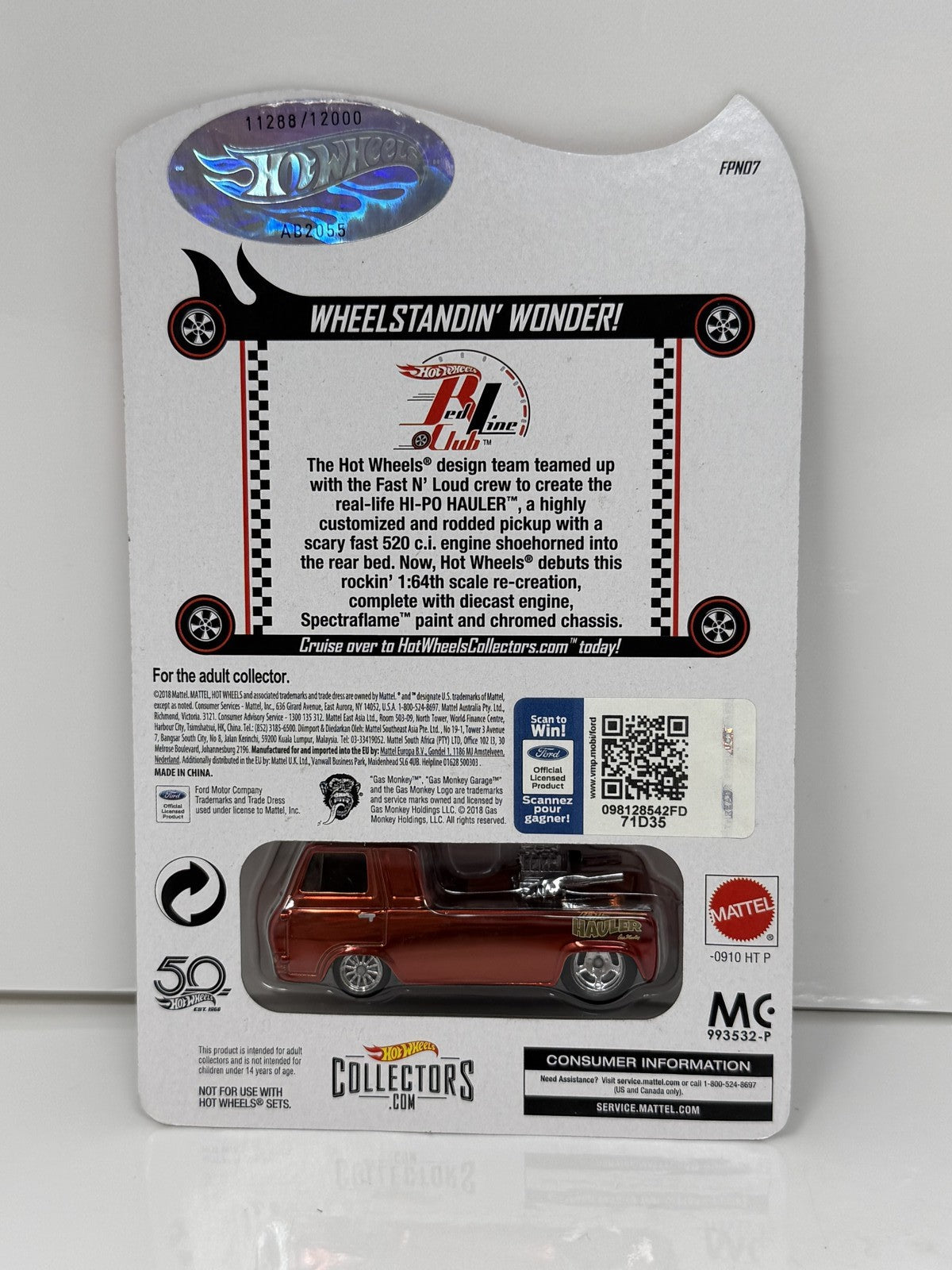 Hot Wheels RLC Red Line Club Hi-Po Hauler Club Exclusive 1:64 Diecast