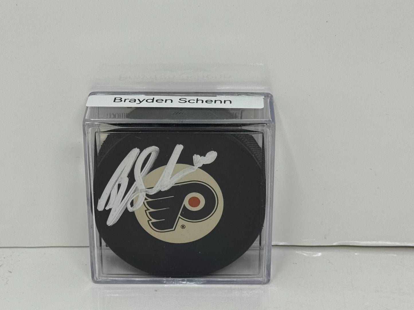 Brayden Schenn Philadelphia Flyers Signed NHL Autograph Puck Silver Auto COA JSA