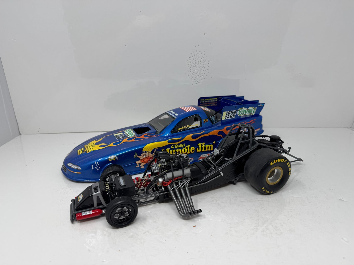 Milestone Bob Gilbertson NHRA Jungle Jim Tribute Blue Funny Car 1:16 Scale