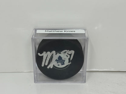 Matthew Knies Toronto Maple Leafs Signed NHL Autograph Puck Silver Auto