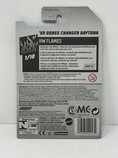 Hot Wheels Flames 1969 Dodge Charger Daytona 1:64 Diecast Black