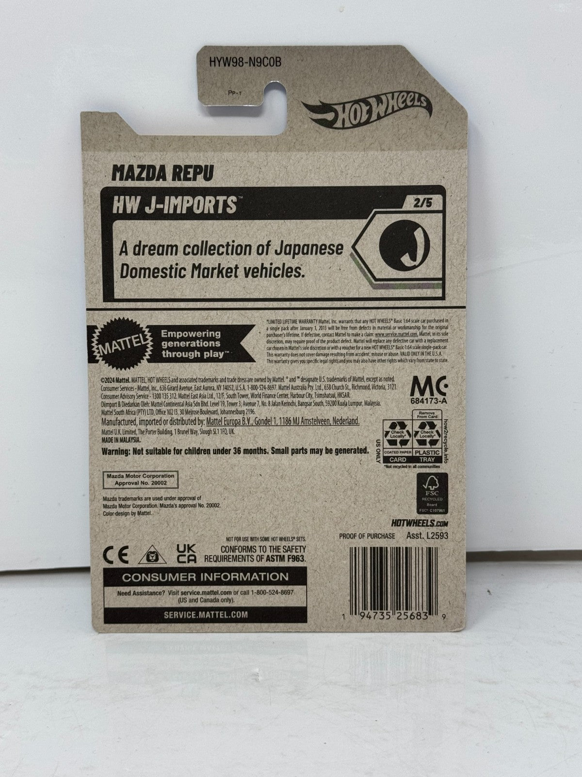 Hot Wheels J-Imports Mazda Repu 1:64 Diecast