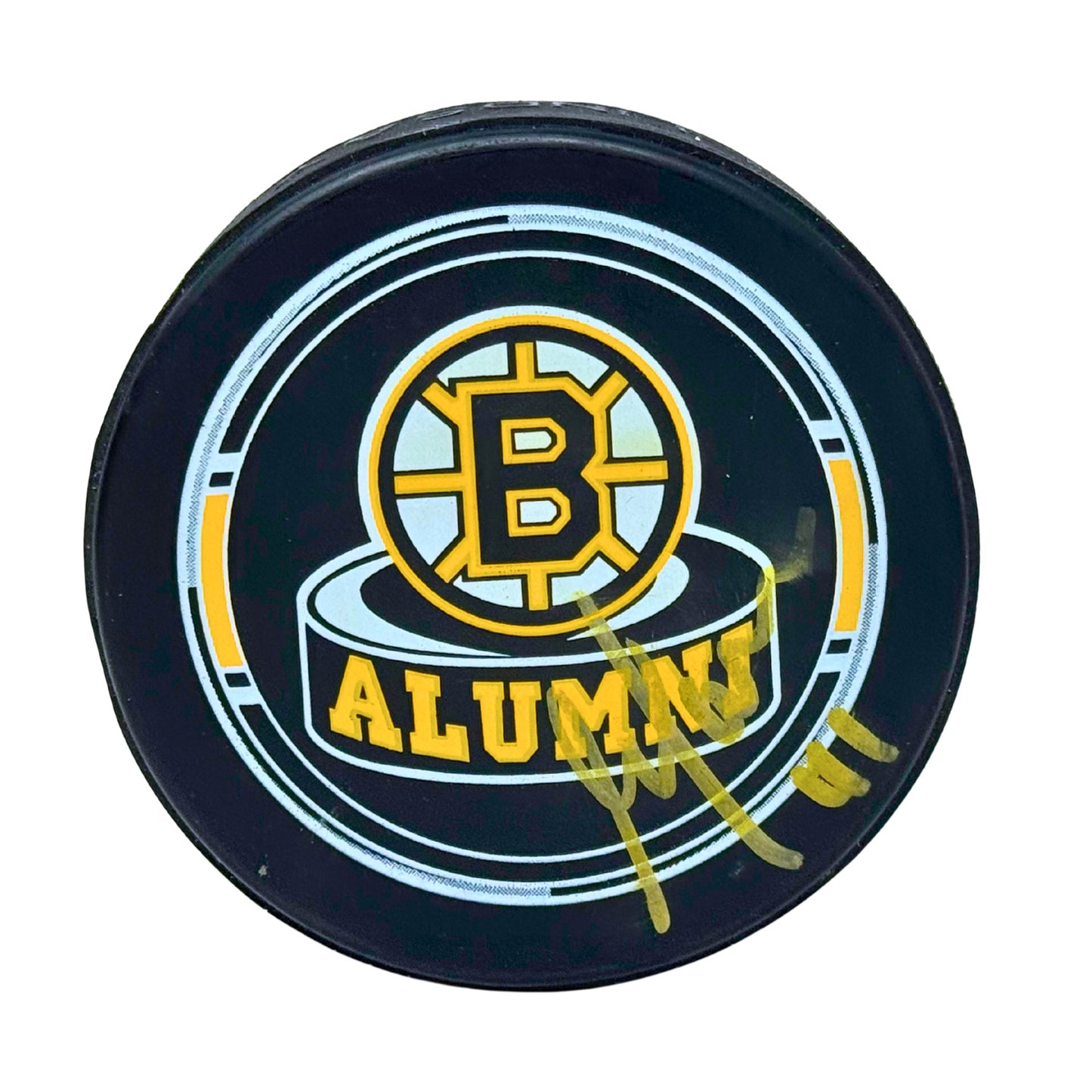 Guy Larose Boston Bruins Alumni Signed NHL Autograph Puck Gold Auto