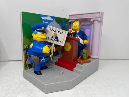 Simpsons World of Springfield Town Hall Announcement Playmates Playset Diorama