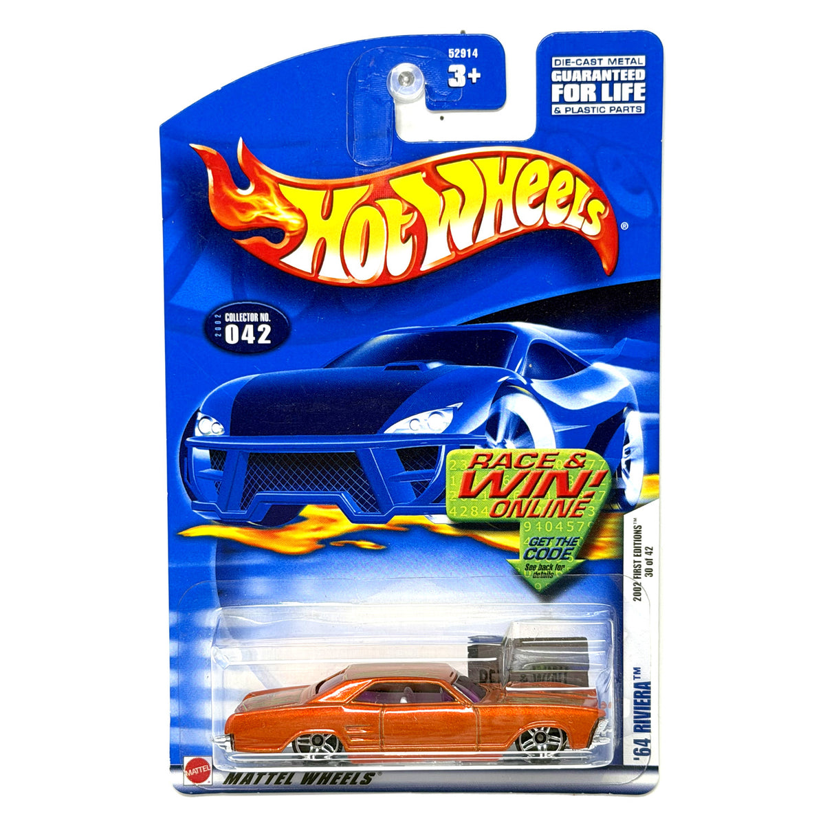Hot Wheels 2002 First Editions 1964 Buick Riviera 1:64 Diecast Orange US Card