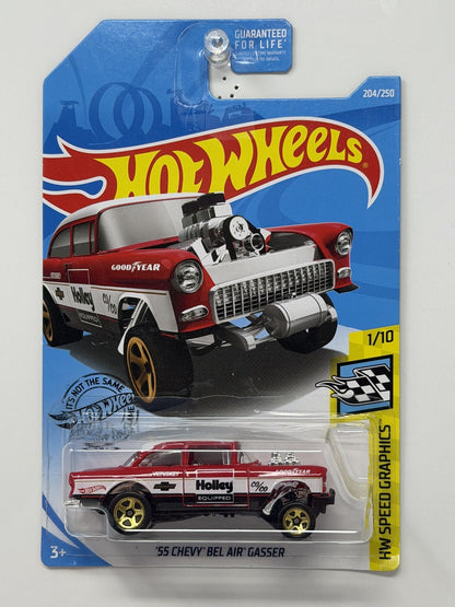 Hot Wheels HW Speed Graphics 1955 Chevy Bel Air Gasser Red 1:64 Diecast US Card