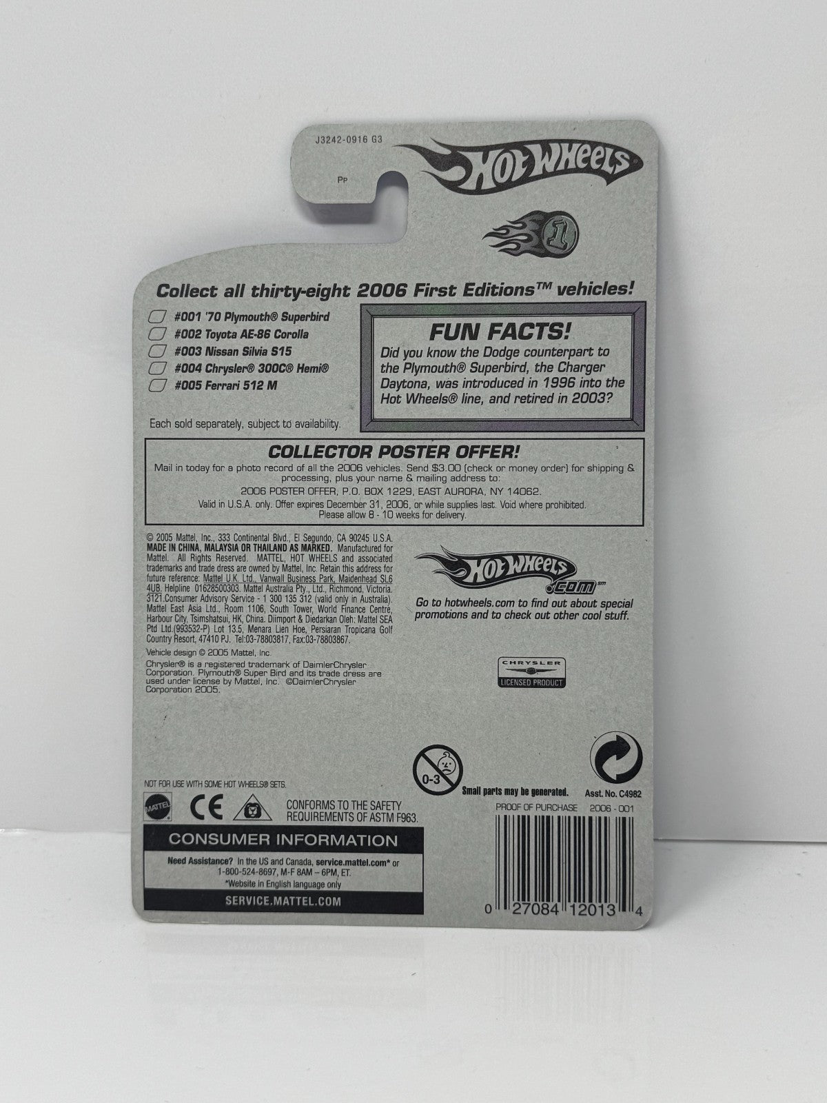 Hot Wheels First Editions 1970 Plymouth Superbird 1:64 Diecast Factory Sealed