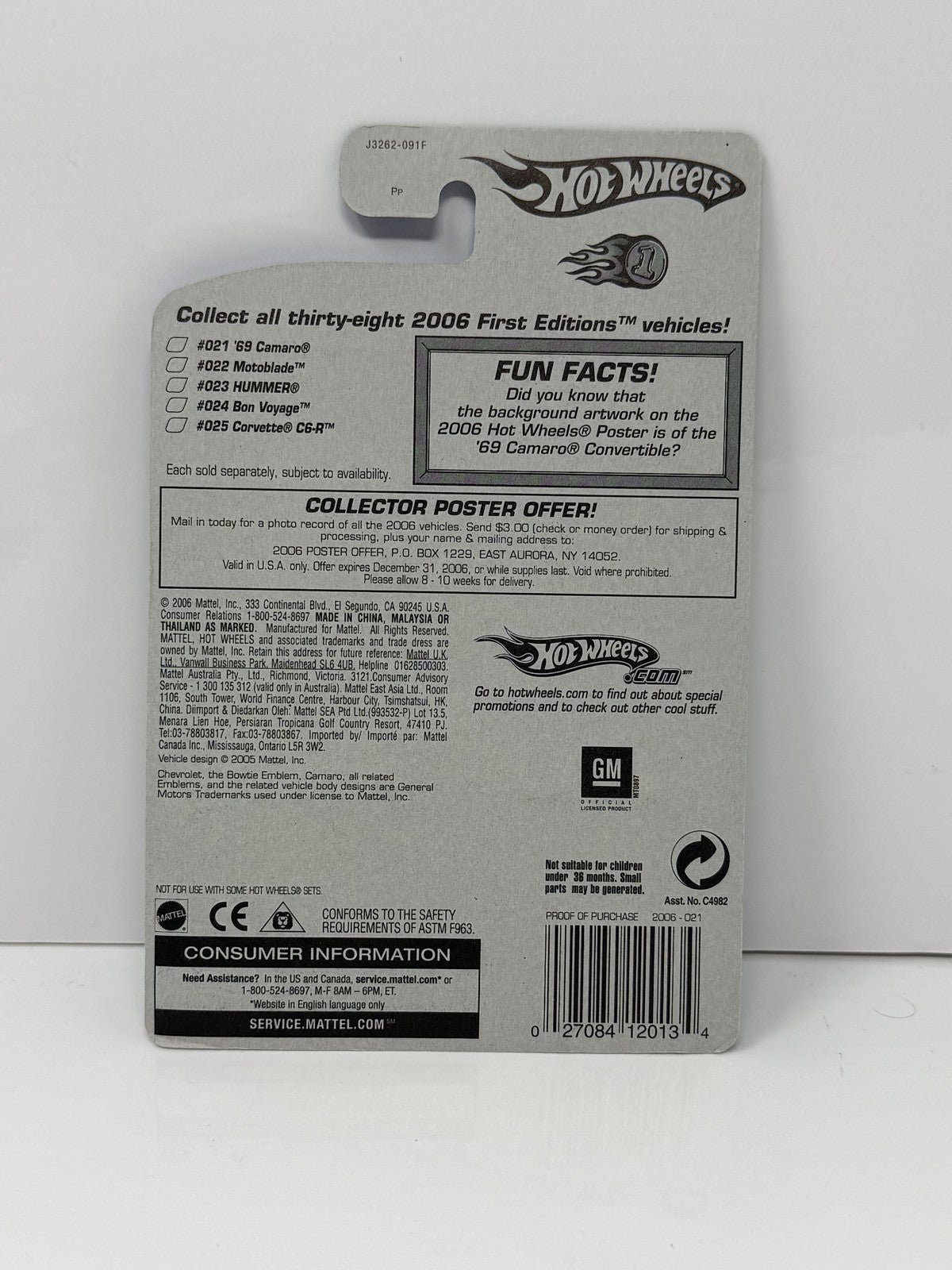 Hot Wheels 2006 First Editions 1969 Chevrolet Camaro FTE 1:64 Diecast Black