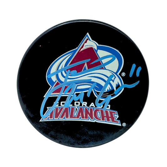 Jamie McGinn Colorado Avalanche Signed NHL Autograph Puck Blue Auto