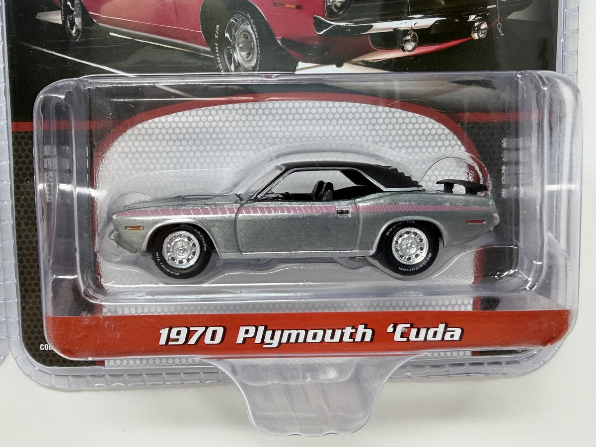 GreenLight Barrett-Jackson 1970 Plymouth Cuda RAW CHASE & Regular 1:64 Diecast