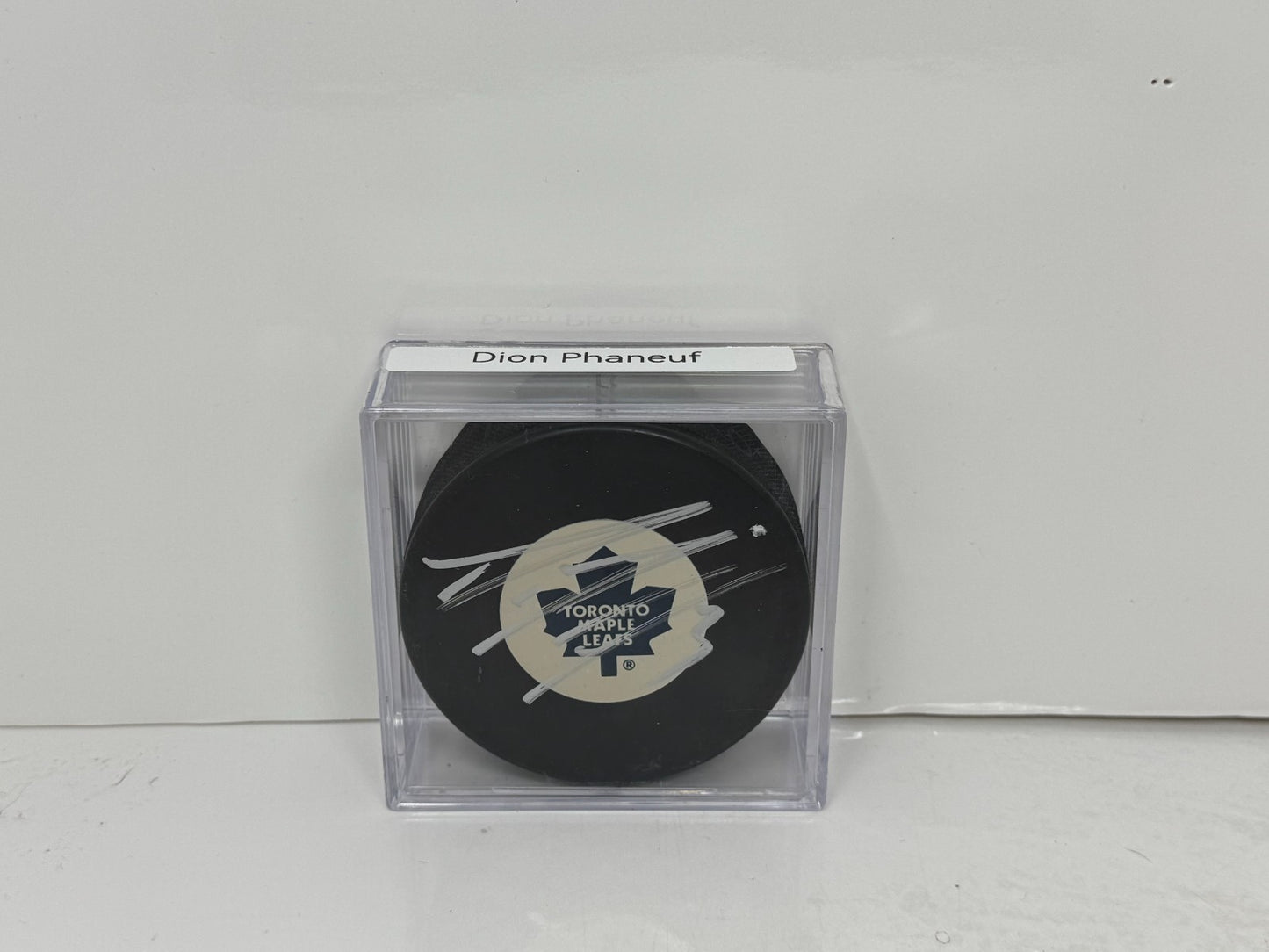 Dion Phaneuf Toronto Maple Leafs Signed NHL Autograph Puck Silver Auto