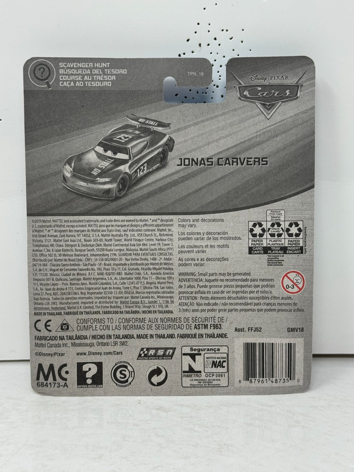 Disney Pixar Cars Scavenger Hunt Jonas Carvers #123 No Stall 1:55 Diecast