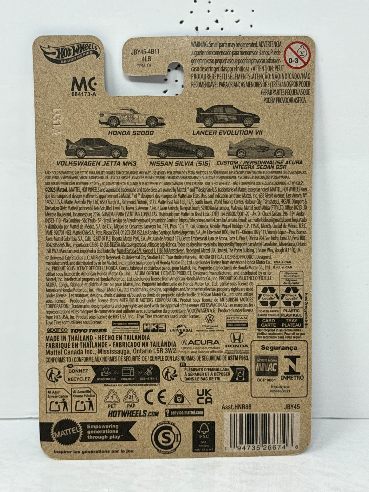 Hot Wheels Silver Series Fast & Furious Acura Integra Sedan GSR 1:64 Diecast