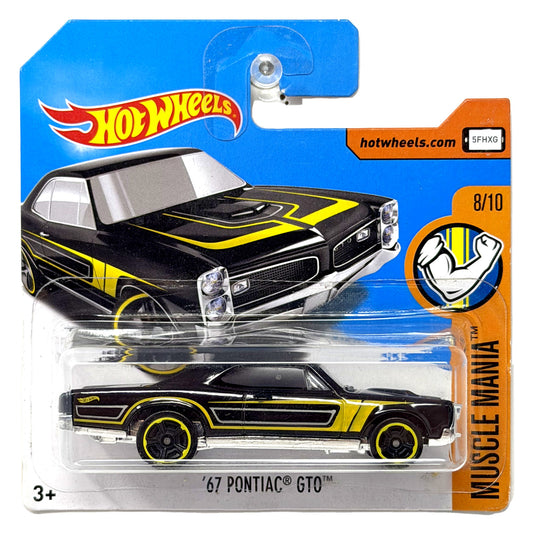 Hot Wheels Muscle Mania 1967 Pontiac GTO 1:64 Diecast Black Short Card