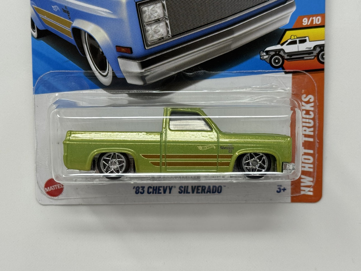 Hot Wheels Hot Trucks 1983 Chevy Silverado 1:64 Diecast Green Custom Real Riders