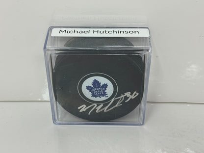 Michael Hutchinson Toronto Maple Leafs Signed NHL Autograph Puck Silver Auto