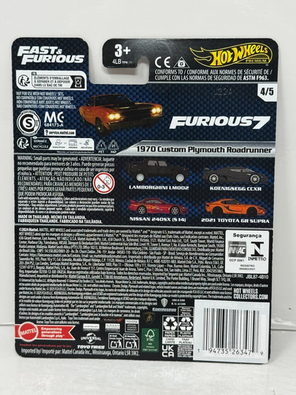 Hot Wheels Premium Fast & Furious 1970 Plymouth Roadrunner 1:64 Diecast