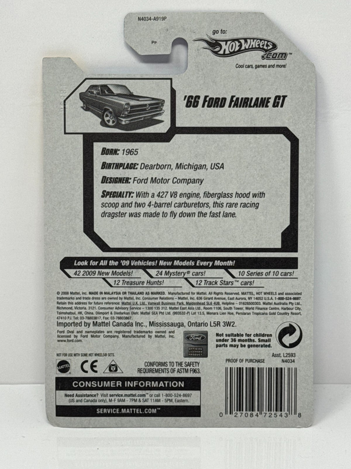 Hot Wheels New Models 1966 Ford Fairlane GT 1:64 Diecast Factory Sealed