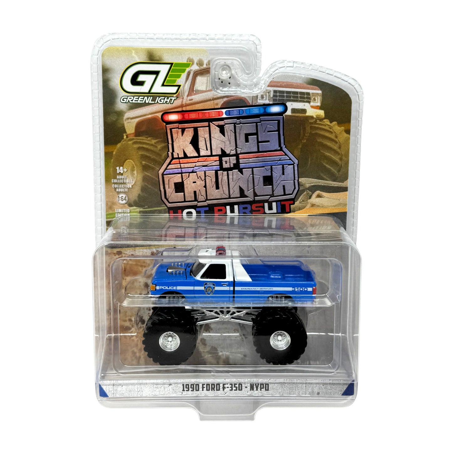 Greenlight King of Crunch Hot Pursuit Ford F-350 NYPD Monster Truck 1:64 Diecast