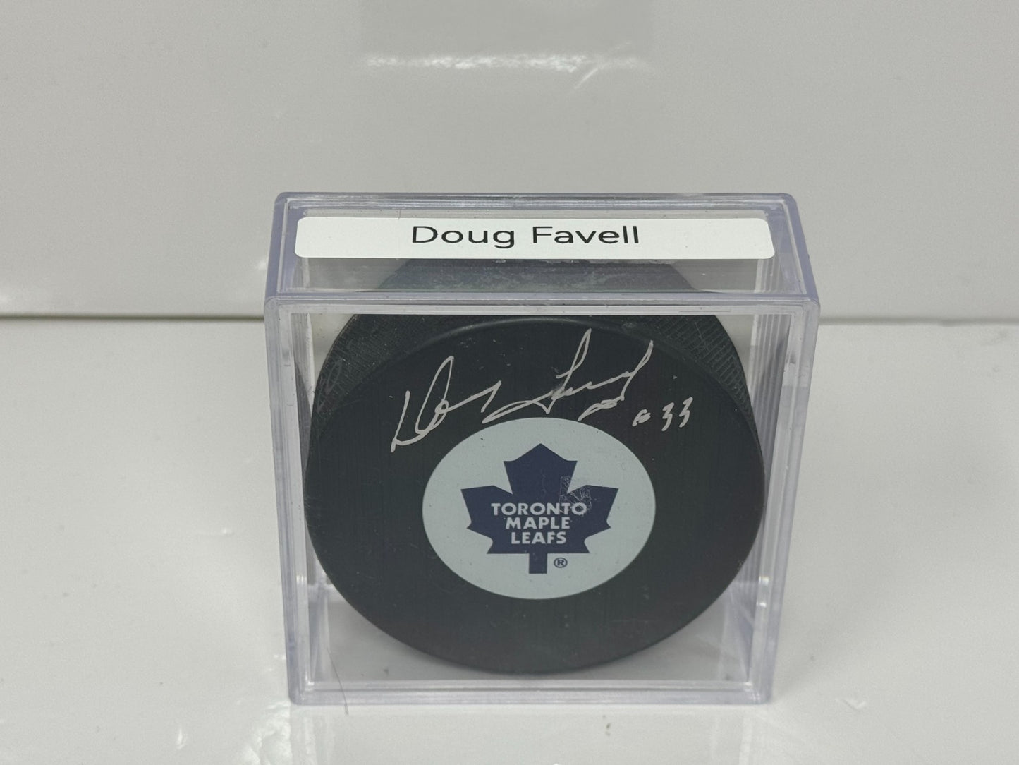 Doug Favell Toronto Maple Leafs Signed NHL Autograph Puck Silver Auto