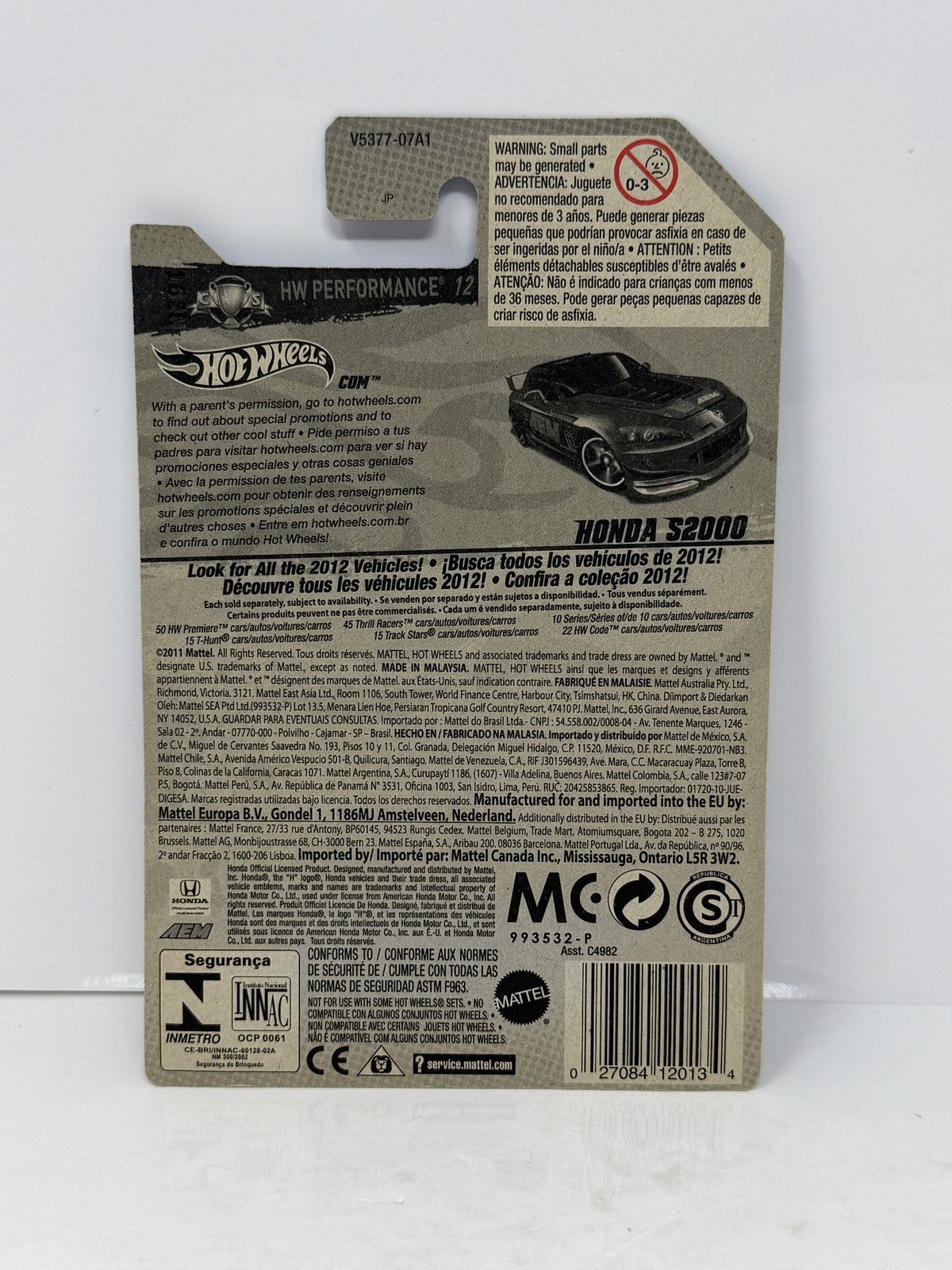 Hot Wheels Super Treasure Hunt Honda S2000 HW Performance '12 1:64 Diecast STH