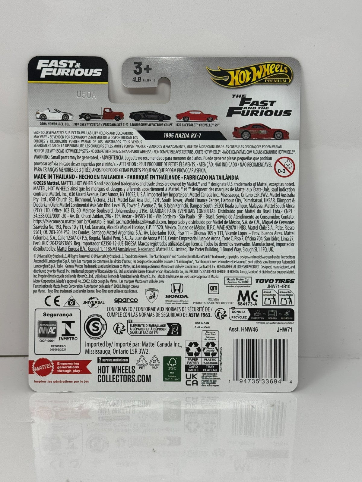 Hot Wheels Premium Fast & Furious 1995 Mazda RX-7 CHASE 1:64 Diecast
