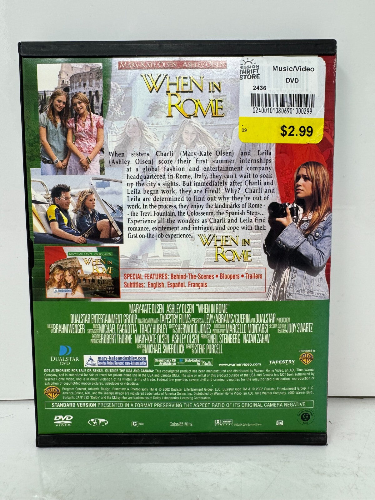 Mary-Kate & Ashley Olsen When in Rome (DVD) Family Good Condition!!!