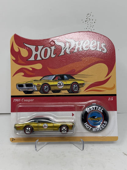 Hot Wheels 50th Anniversary 1968 Mercury Cougar 1:64 Diecast w/ Button