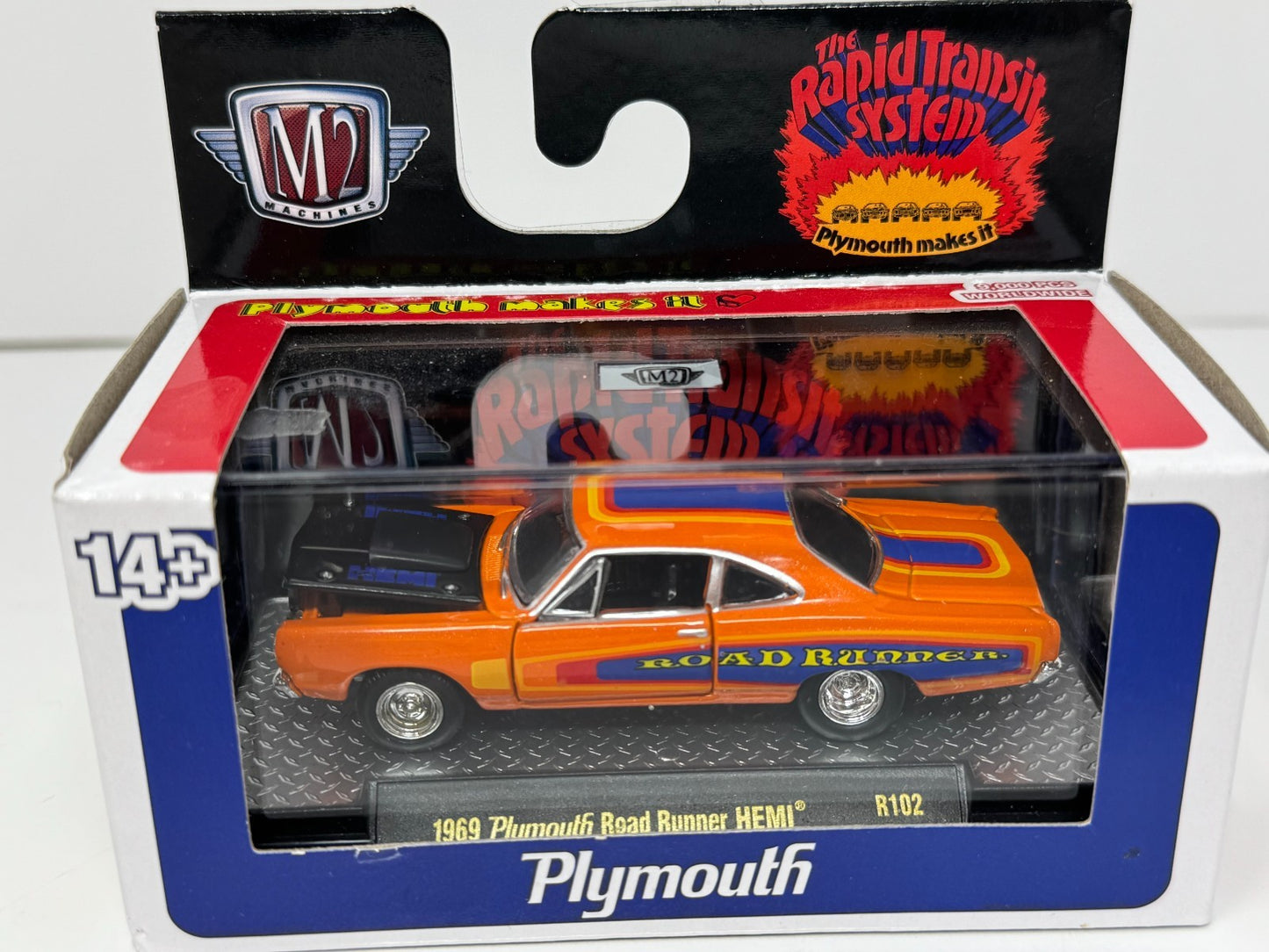 M2 Machines Rapid Transit System 1969 Plymouth Road Runner HEMI 1:64 Diecast