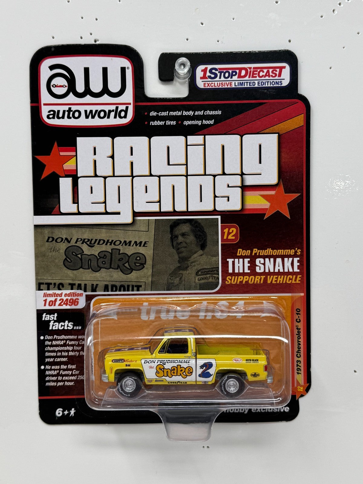 Auto World Racing Legends 1973 Chevrolet C10 Don Prudhomme Snake 1:64 Diecast