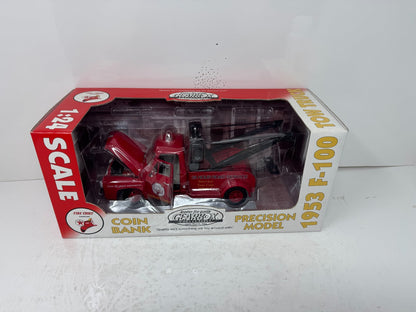 Gearbox Fire Chief Gasoline 1953 Ford F-100 Tow Truck 1:24 Diecast Coin Bank