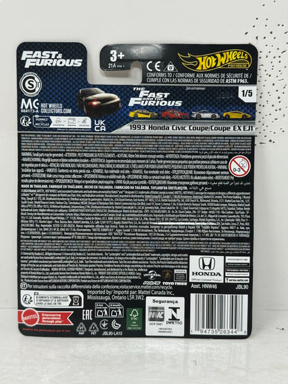 Hot Wheels Premium Fast & Furious 1993 Honda Civic Coupe EX EJ1 1:64 Diecast