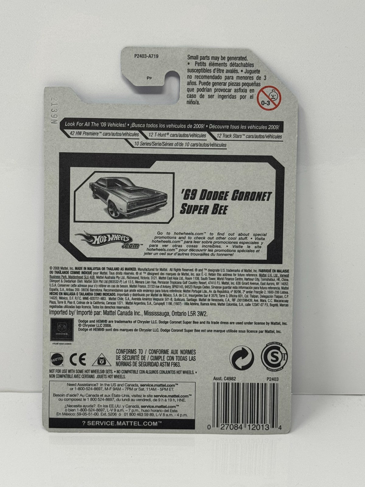 Hot Wheels Muscle Mania 1969 Dodge Coronet Super Bee 1:64 Diecast Orange