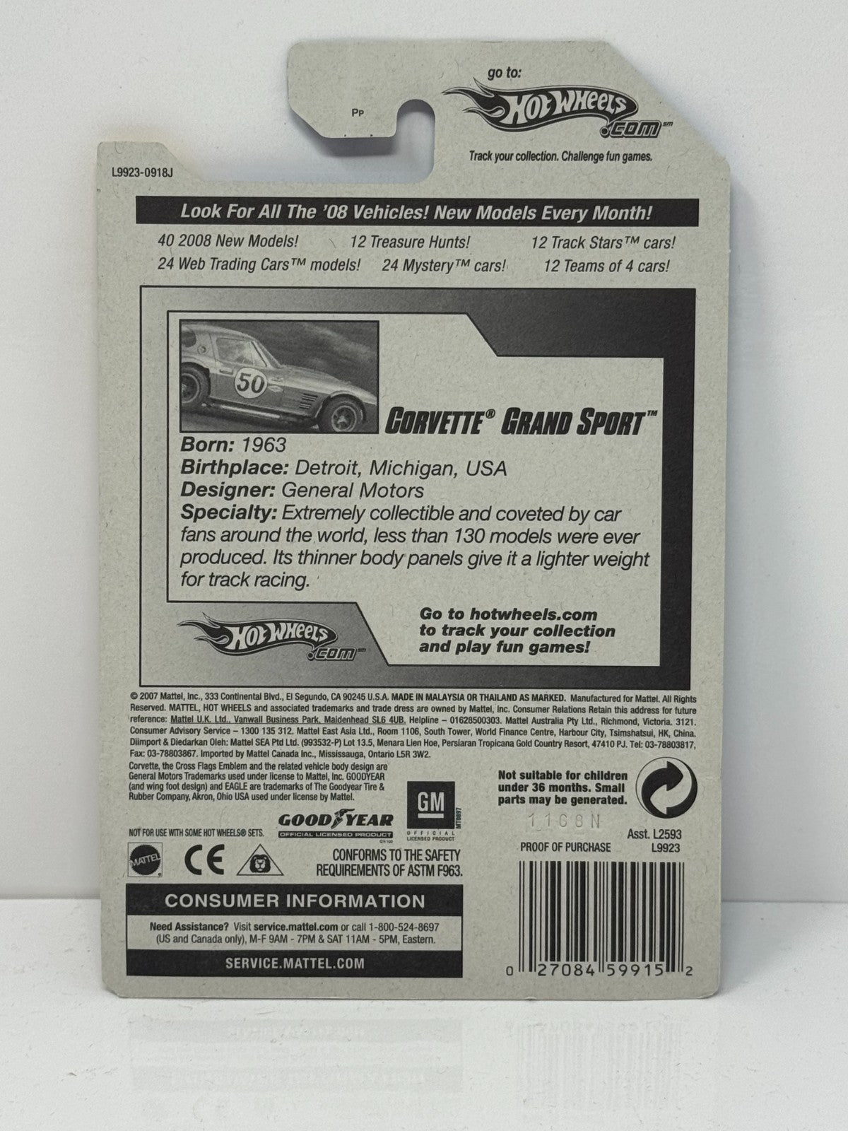 Hot Wheels 2008 New Models Chevy Corvette Grand Sport 164 Diecast Factory Sealed