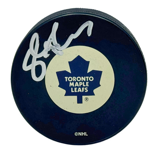 Steve Thomas Toronto Maple Leafs Signed NHL Autograph Puck Silver Auto