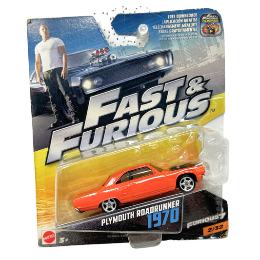 Mattel Fast & Furious 1970 Plymouth Road Runner Furious 7 1:55 Diecast