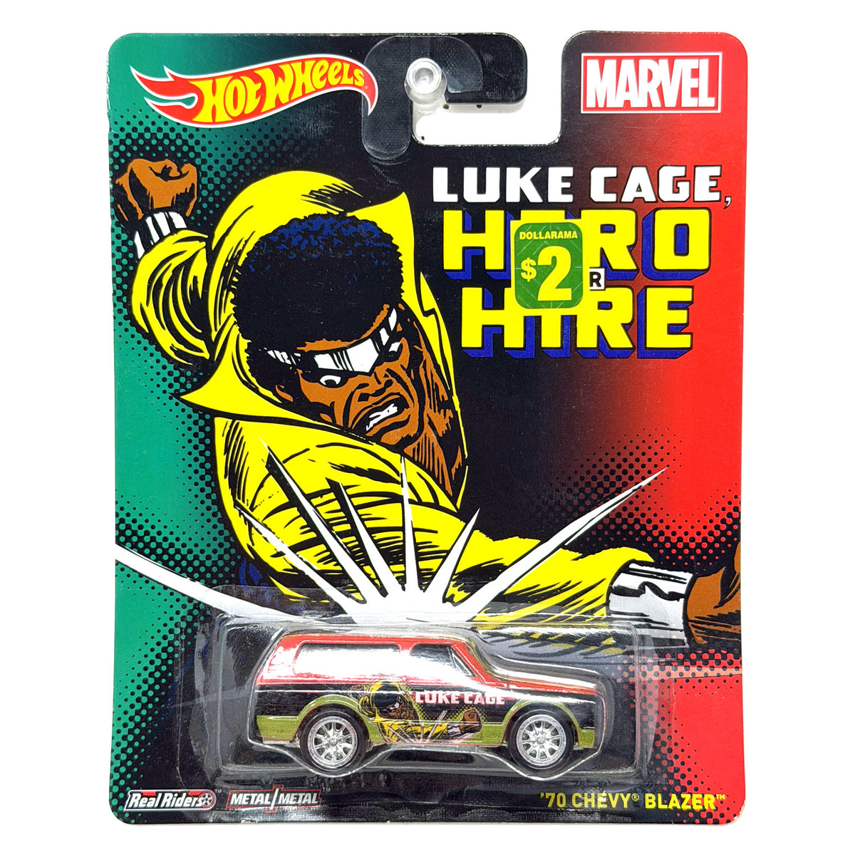 Hot Wheels Marvel Luke Cage 1970 Chevy Blazer 1:64 Diecast Real Riders