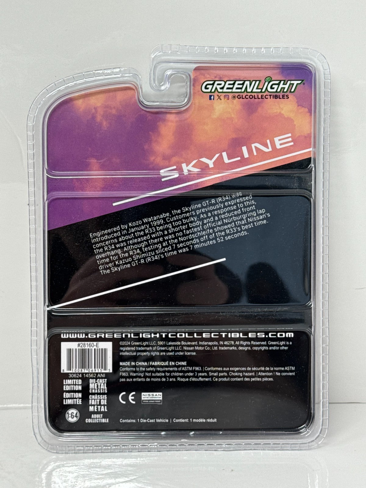 Greenlight Skyline 1999 Nissan Skyline GT-R V-Spec (R34) 1:64 Diecast