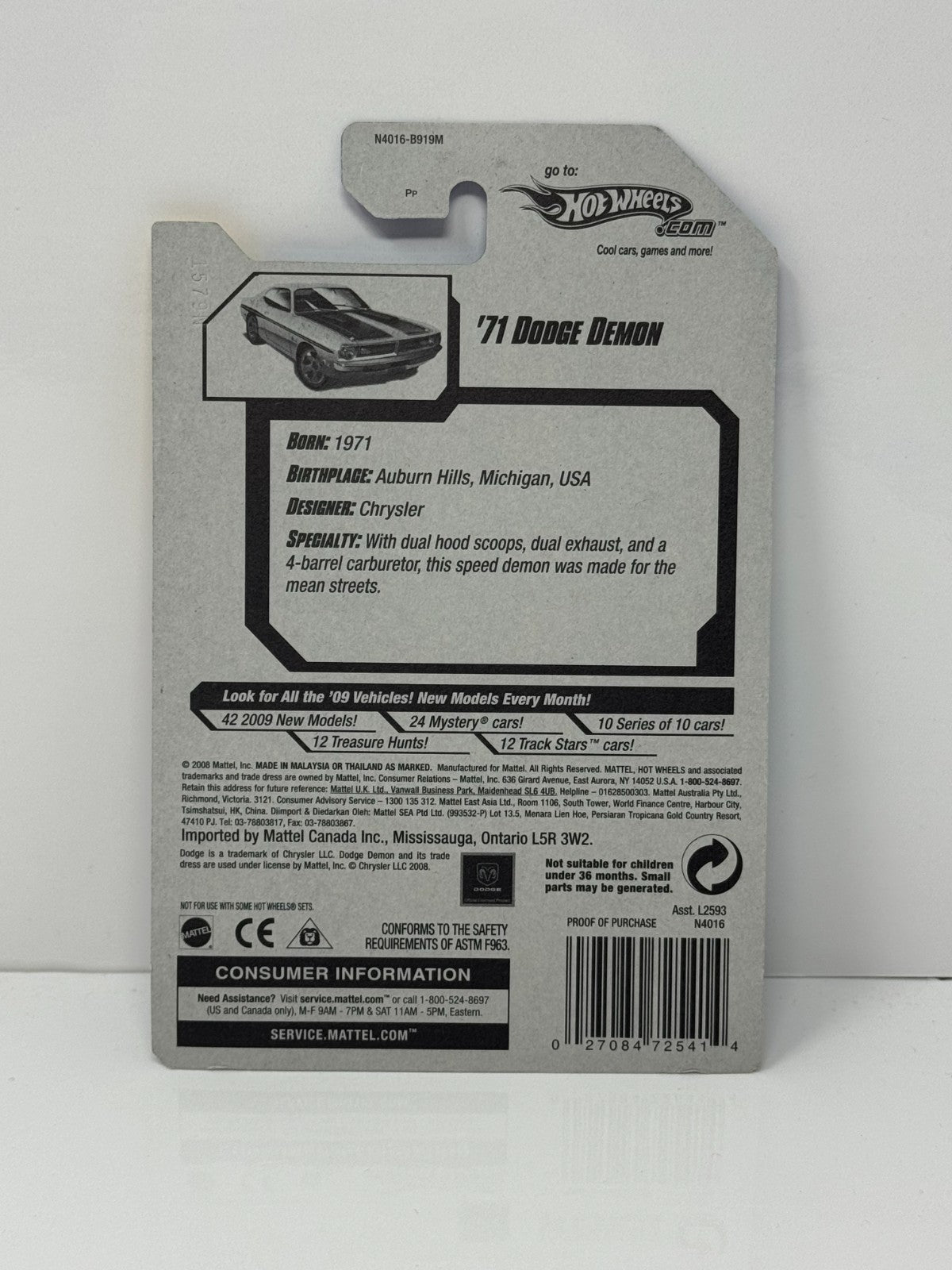 Hot Wheels New Models 1971 Dodge Demon 1:64 Diecast Factory Sealed Green