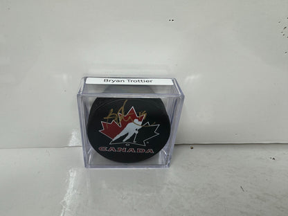 Bryan Trottier Team Canada Signed NHL Autograph Puck Gold Auto