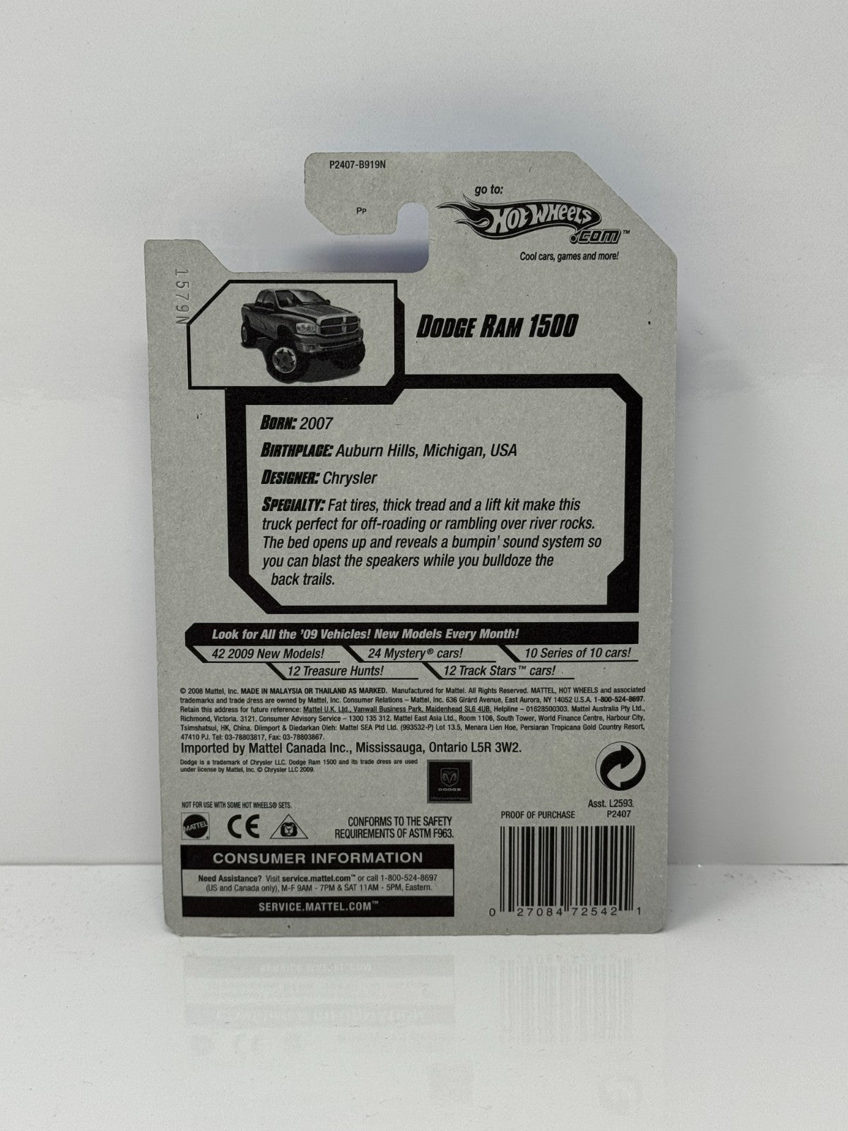 Hot Wheels Special Features Dodge Ram 1500 Pickup 1:64 Diecast Factory Sealed