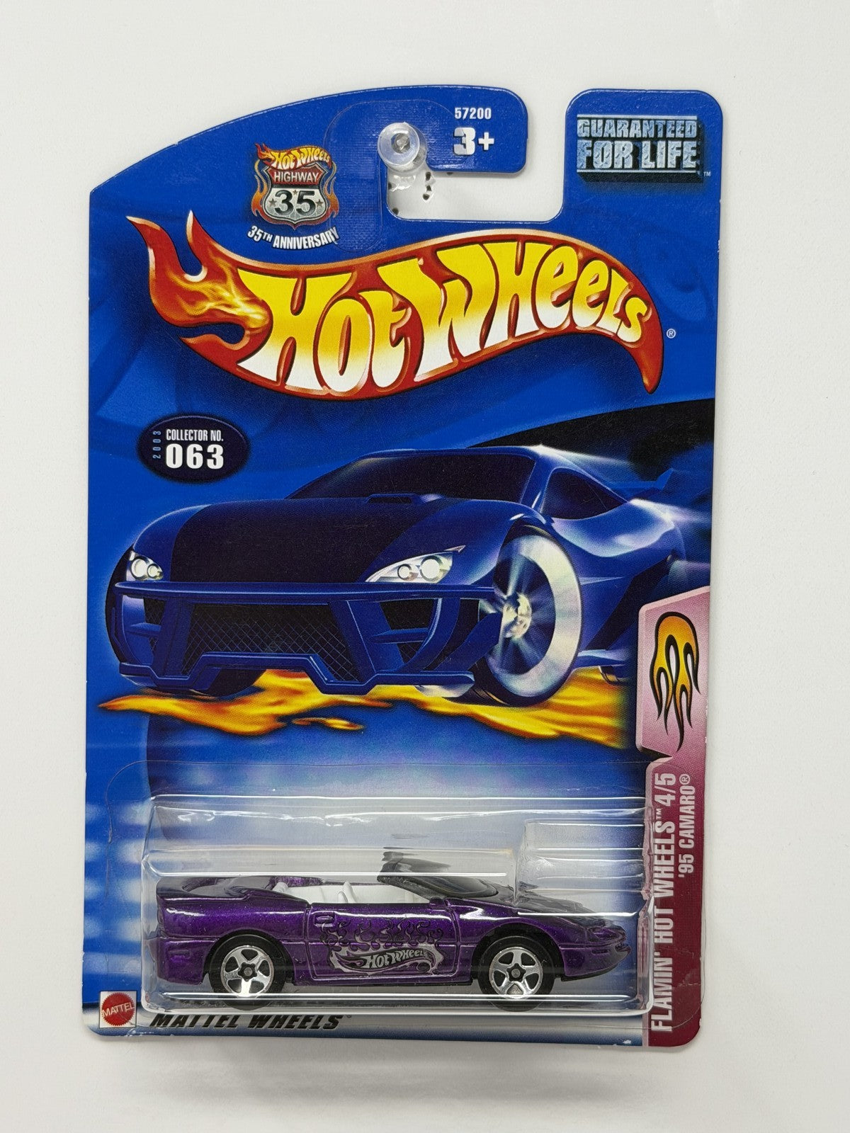 Hot Wheels Flamin' Hot Wheels 1995 Chevrolet Camaro 1:64 Diecast Purple