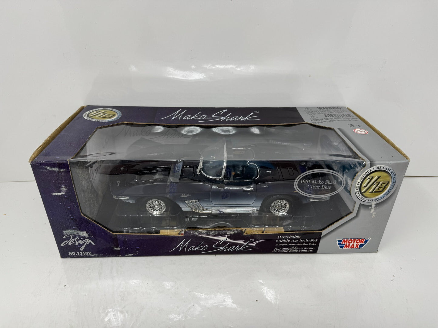 Motormax 1961 Mako Shark 2 Tone Blue 1:18 Diecast