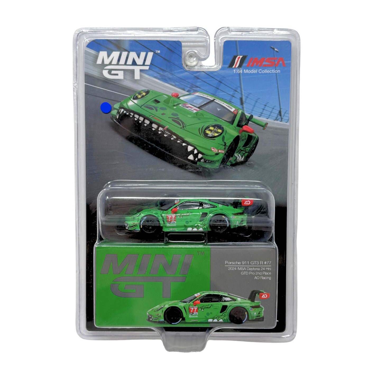 Mini GT IMSA Porsche 911 GT3 R #77 AO Racing 1:64 Diecast