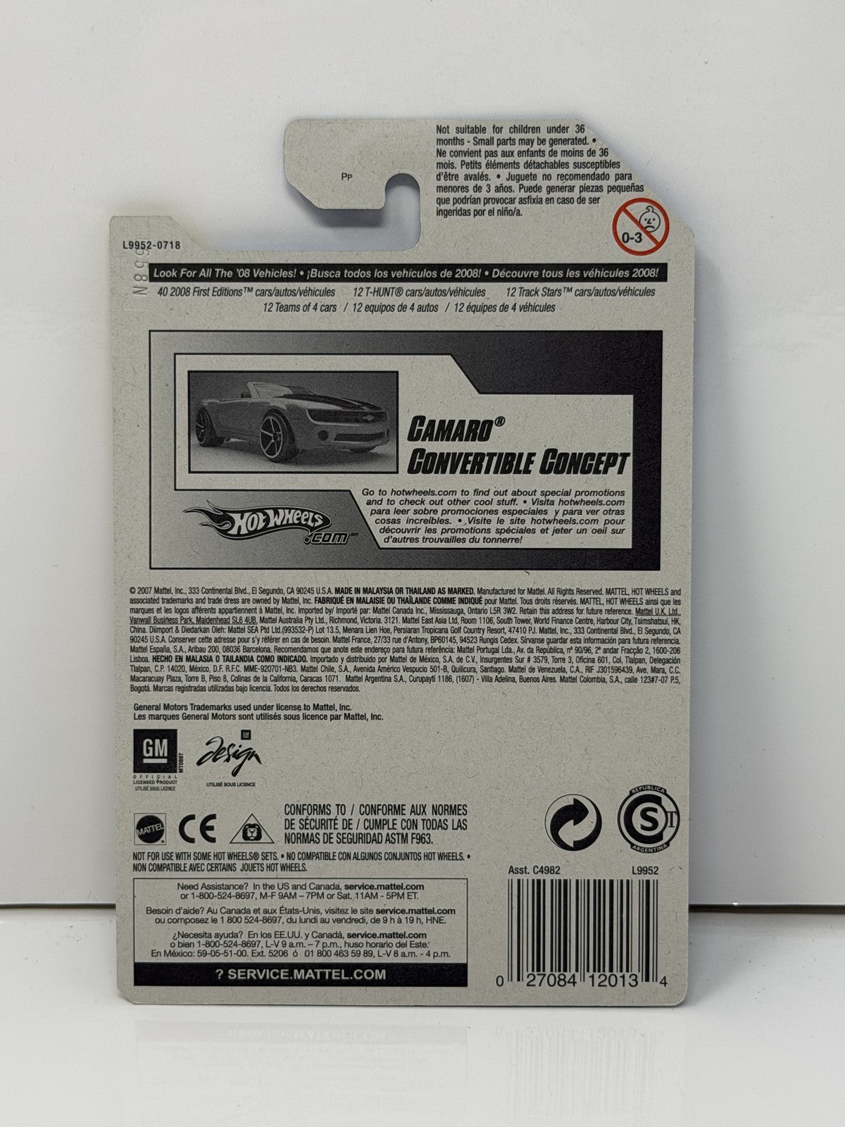 Hot Wheels 2008 First Editions Camaro Convertible Concept 1:64 Diecast Blue
