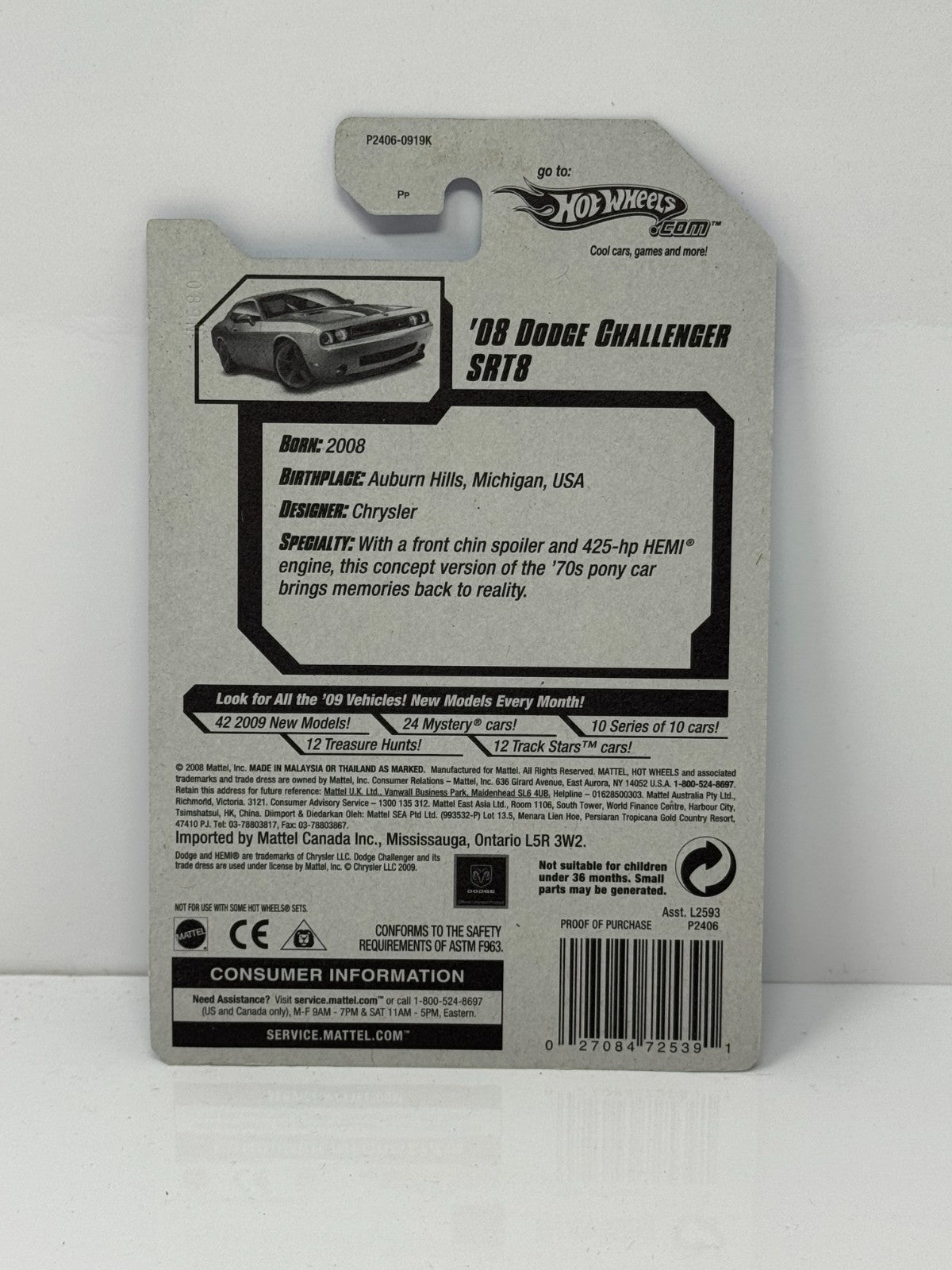 Hot Wheels Muscle Mania 2008 Dodge Challenger SRT8 1:64 Diecast Factory Sealed