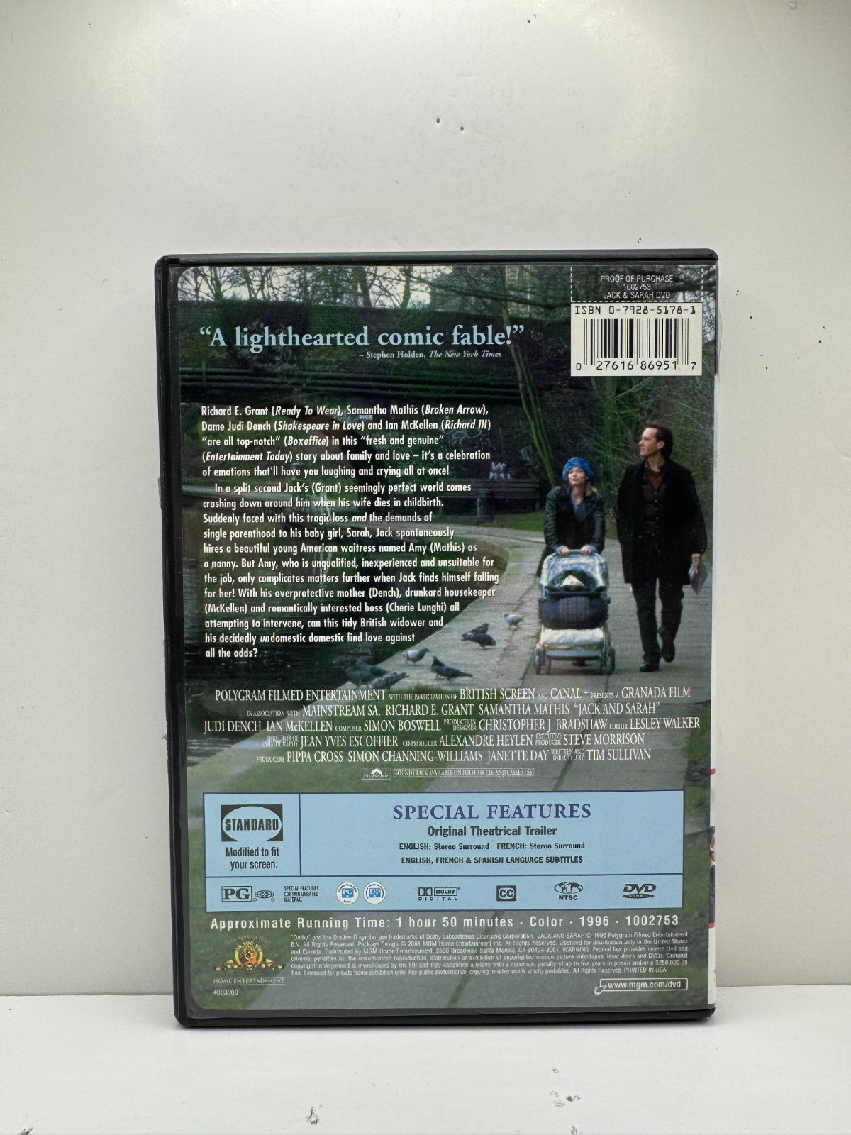 Jack & Sarah (DVD) Richard E. Grant Romantic Comedy