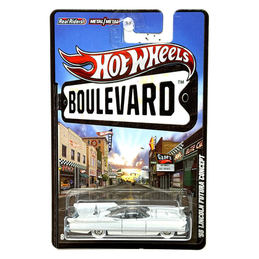 Hot Wheels Boulevard 1955 Lincoln Futura Concept 1:64 Diecast Real Riders White