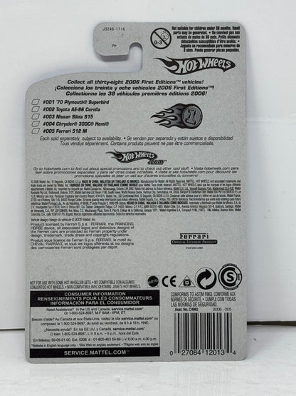 Hot Wheels 2006 First Editions Ferrari F512 M 1:64 Diecast