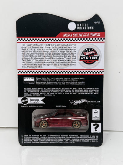 Hot Wheels RLC Red Line Club Selections Nissan Skyline GT-R BNR34 1:64 Diecast